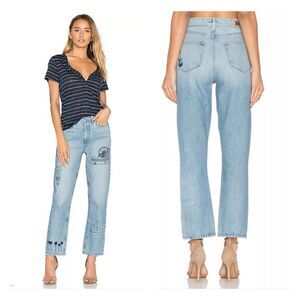PAIGE Denim Sarah High Rise Straight Crop Briezy L Jeans, Sz 31